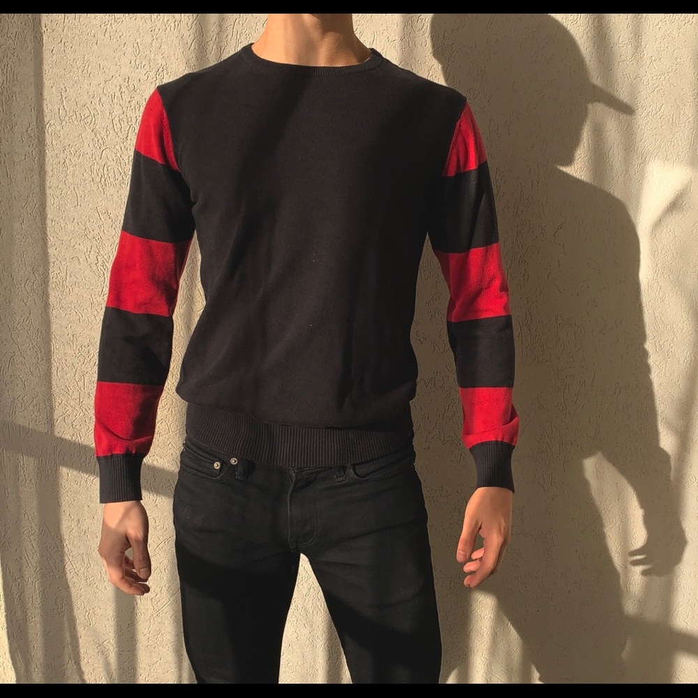 21 Men Arm Stripe Knit Sweater